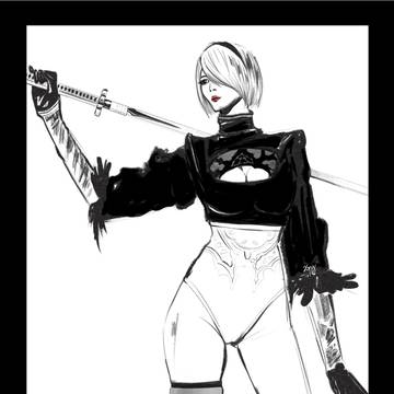 NieR 2B illustration 🖤