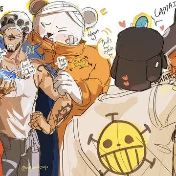 Law, luffy, heart pirates <3