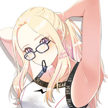 ポニテ×メガネ×へそ