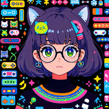 Retro Tech Cat Girl