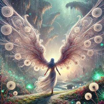 Angel With Dandelion Wings