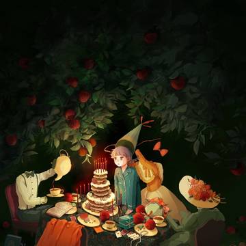 ある夜庭にて
