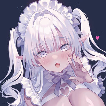 しろかみ+白衣装+ダークエルフちゃん
