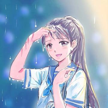 放學一起回家時突然下雨了……