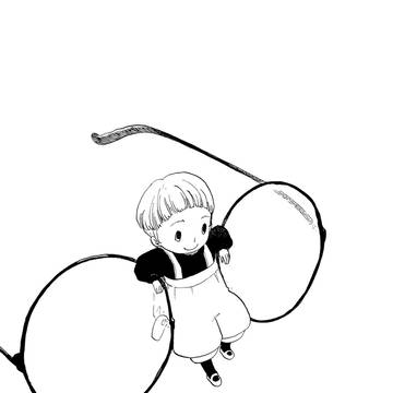 眼鏡と赤と青と黄と