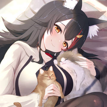 猫とたわむれるミオしゃ