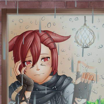 雨の日に光の戦士の帰りを窓際で待つグ・ラハ
