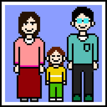 家族写真のドット絵