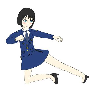 緩花婦警 飛び蹴り