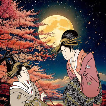 満月の光に照らされ