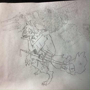 知人の絵に付け足し