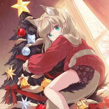 クリスマスツリーに登るきなこ🎄🐈