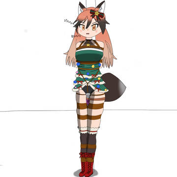 ツリーになってもらったアカギツネちゃ