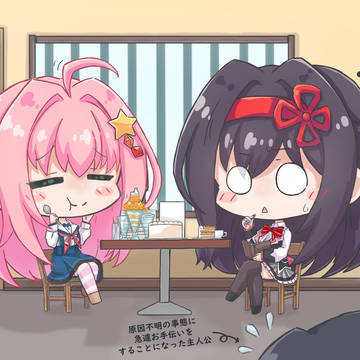 くくる＆詩桜先輩　inみかんカフェ　(2024描き納めイラスト)