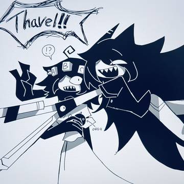 miss thavelに飛びつくmiss circleの絵