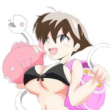 ヘビでタイを釣る水着川背さん