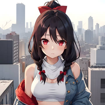 Anime girl surrounded by city
