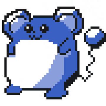 初代風マリルのドット絵(デジタル、色鉛筆)