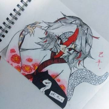 新年描き初め鬼人正"蛇"