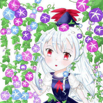 朝顔に囲まれて
