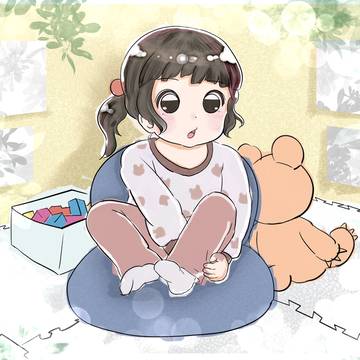 座椅子に座る子供