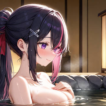 二人で露天風呂なんて、なんだか恥ずかしいね///
