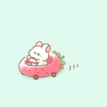いちごカーに乗ったうさぎ