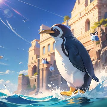 海辺の遺跡と、ペンギンジャンプ！