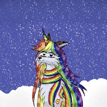 Rainbowcore yakira at the snow