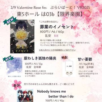【2/9】 ぶらいばーと！VR2025お品書き【東5は03b】