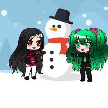 ルナとリツコの雪だるま作り