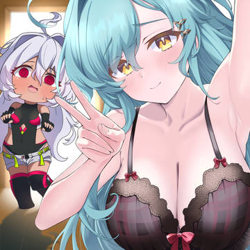 勝負下着で自撮りをするリュコス（オリキャラ）