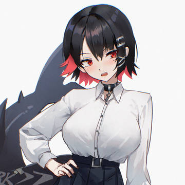Ellen Joe in uniform with tail