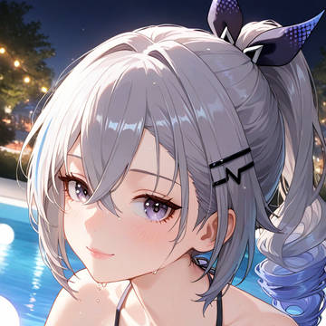 Silver Wolf in the Pool