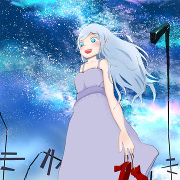 星空と女の子描いてみた
