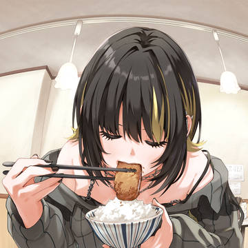 とんかつを食らう斑鳩ルカ