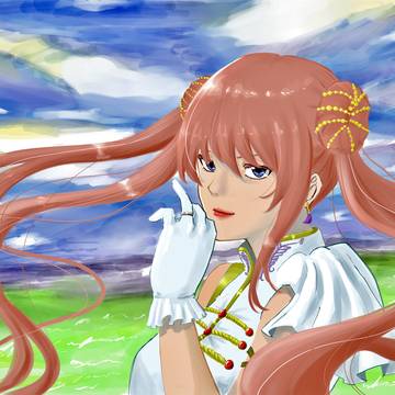 水彩画風神楽ちゃん (制作過程有)
