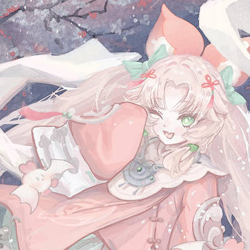 雪の中の甘ったるい中国風少女
