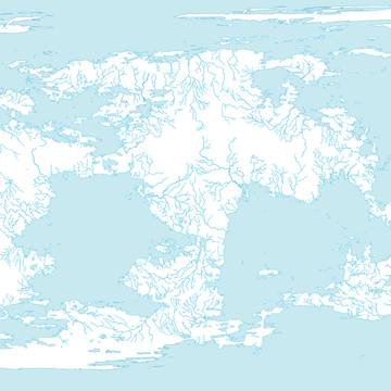 環状世界地図：詳細河川地図【架空世界】