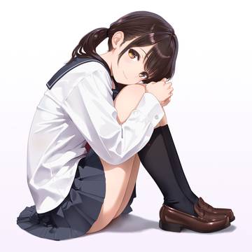制服におさげ