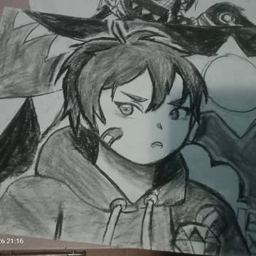 charcoal art Eiden (kid version)