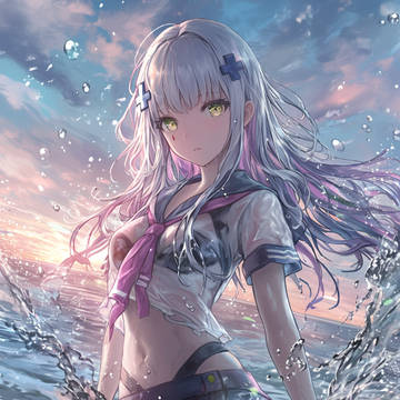 HK416綺麗な夕日と水着姿❕