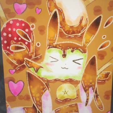 チョコのプールで泳ぐうさぎ