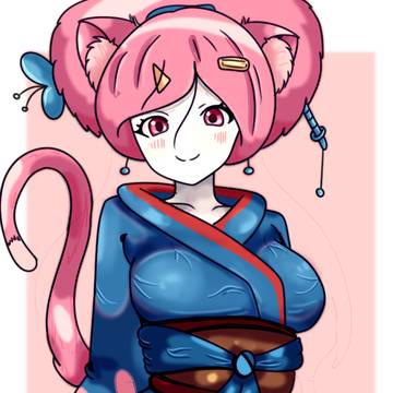 "Yona a Playful Nekomata in Silk