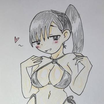 黒ビキニを着た女の子