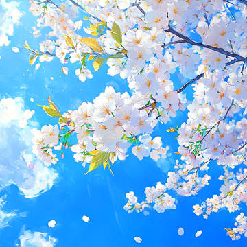 晴れた日の桜の木