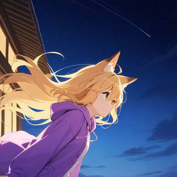 星空と狐耳の少女