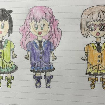 ラビ、ナギ、リリィのアイドル衣装のイラスト