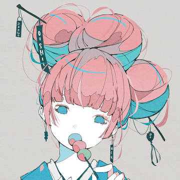お団子ヘアーのお団子屋さん。