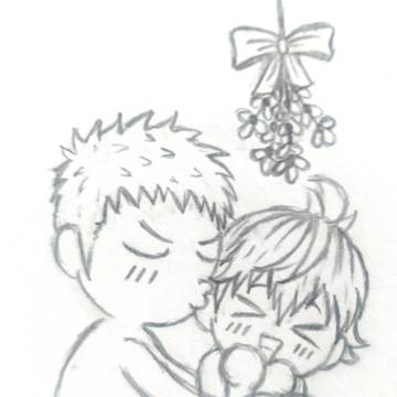 Kiss under the mistletoe
